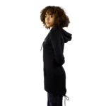 Veste longue avec capuche pour femme en coton - noire